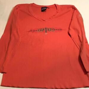Harley Davidson 3/4 sleeve vneck shirt